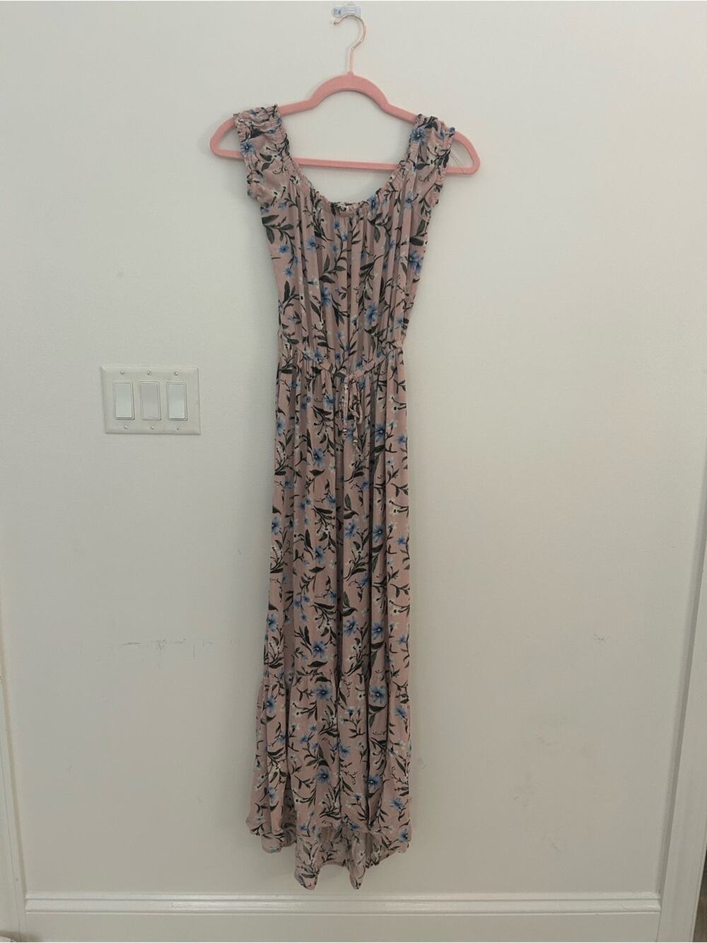 American Eagle Outfitters XS Pink Floral Long Dress Sleeveless Boho Cottagecore